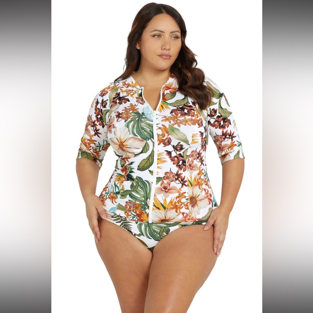 Artesands White Into The Saltu Seurat Sun Safe One Piece Swimsuit w/UPF 50+